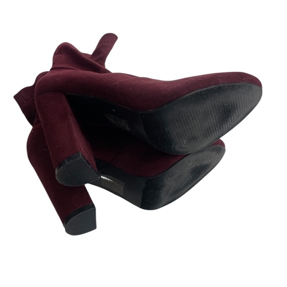 Plum ankle bootie chunky Heeled Boots with Sleek Silhouette, size 7 - Picture 6 of 10